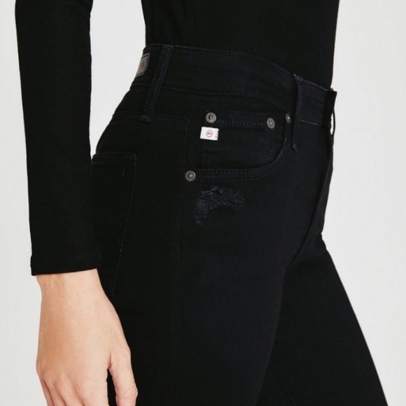 AG Farrah High Rise crop black jeans, Adriano Goldschmeid 26, distressed raw hem - Picture 5 of 12